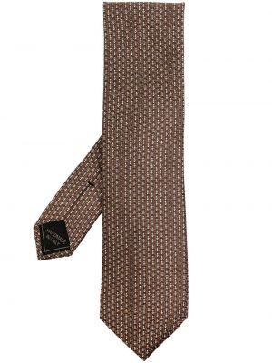 Плетена копринена вратовръзка с принт Brioni кафяво