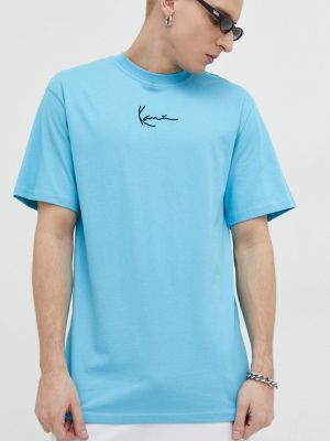 Памучна тениска с дълъг ръкав с апликация Karl Kani синьо