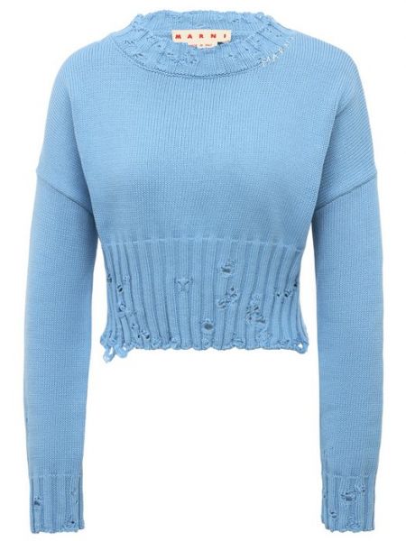 Хлопковый свитер Marni голубой