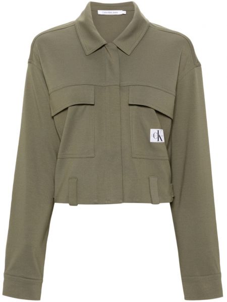 Traper jakna s patentnim zatvaračem od jersey Calvin Klein Jeans zelena