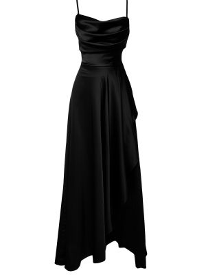 Drapované saténové večerné šaty Trendyol čierna