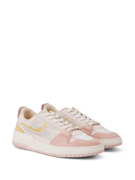 Sneakersy sznurowane zamszowe z siateczką Ferragamo różowe