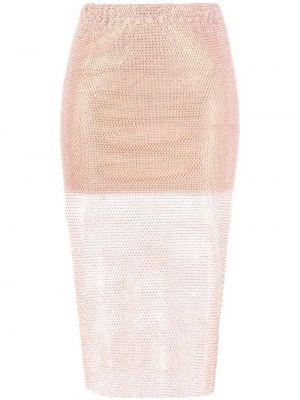 Midi φούστα με διαφανεια Santa Brands ροζ