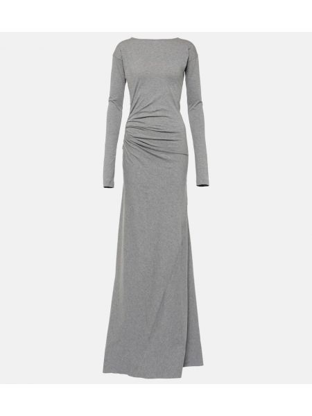 Jersey bombažna dolga obleka Victoria Beckham siva