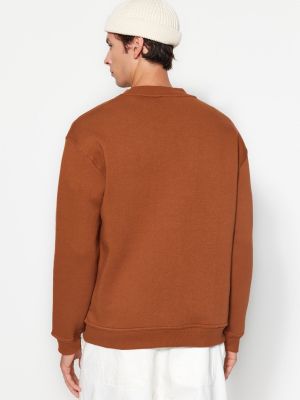 Džemperis ar augstu apkakli ar garām piedurknēm Trendyol brūns