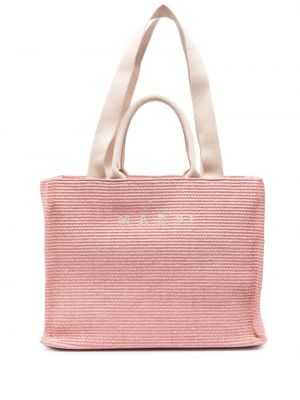 Τσάντα shopper με κέντημα Marni ροζ
