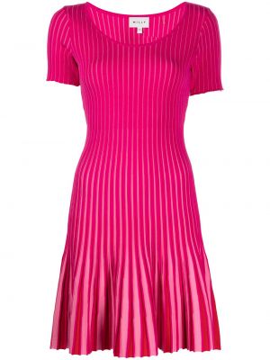 Pruhované viskózové mini šaty s krátkými rukávy Milly - růžová