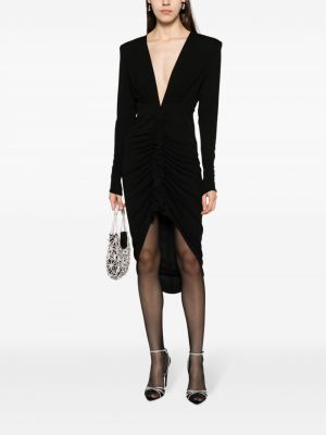 Drapované asymetrické večerní šaty jersey Alexandre Vauthier černé