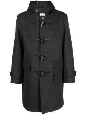 Вълнено палто с качулка Mackintosh сиво