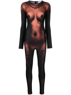 Body cu imagine din jerseu Jean Paul Gaultier negru