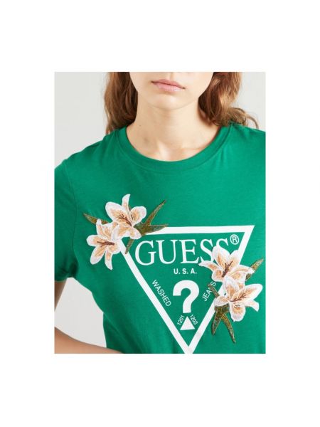 Camiseta con bordado Guess verde