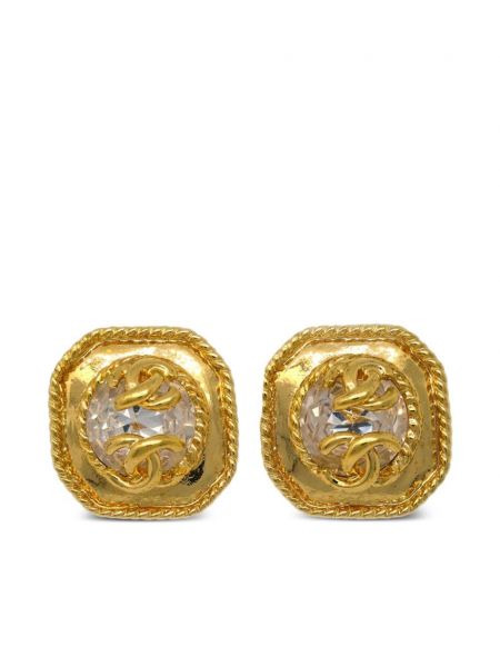 Náušnice na klips Chanel Pre-owned zlatá
