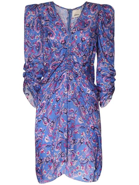 Sukienka mini na zamek z nadrukiem Isabel Marant - niebieski