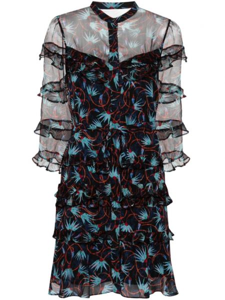 Μini φόρεμα με σχέδιο με αφηρημένο print Saloni μπλε