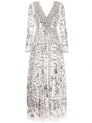 Вечерна рокля с пайети Needle & Thread бяло