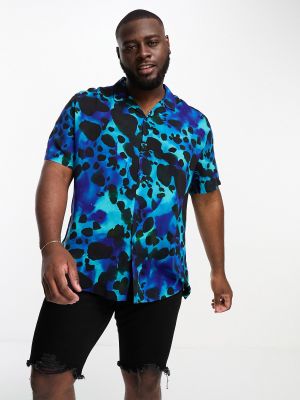Леопардовая рубашка с принтом свободного кроя Asos синяя