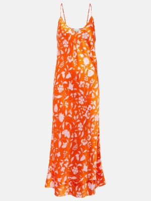 Květinové hedvábné saténové dlouhé šaty Lee Mathews