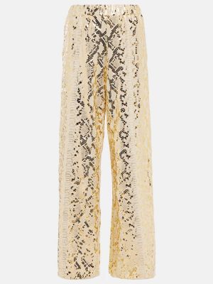 Pantaloni cu imagine cu croială lejeră cu model piele de șarpe Osã©ree auriu