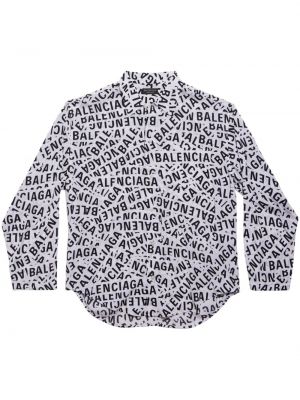 Oversize памучна риза с принт Balenciaga
