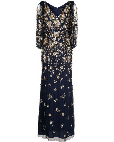 Floral paljett lang kjole Jenny Packham blå