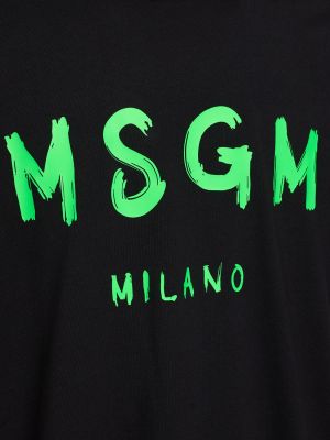 Βαμβακερή μπλούζα με σχέδιο από ζέρσεϋ Msgm μαύρο