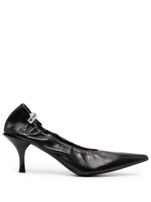 Кожени полуотворени обувки с ток Premiata черно