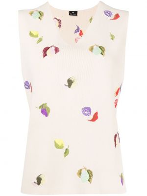 Strikket brodert vest Ps Paul Smith hvit