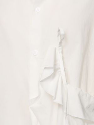 Abito midi di cotone asimmetrico Yohji Yamamoto bianco