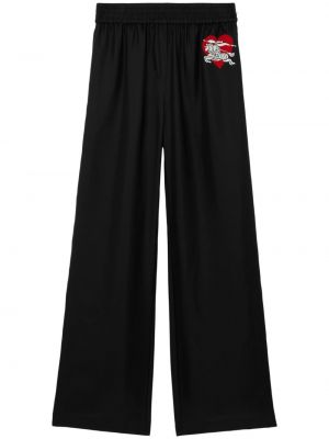 Pantaloni de mătase Burberry negru