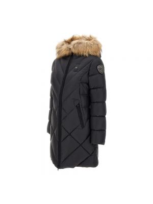 Płaszcz zimowy z futerkiem z kapturem puchowy Blauer czarny