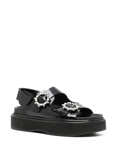 Sandały skórzane z kryształkami Simone Rocha czarne