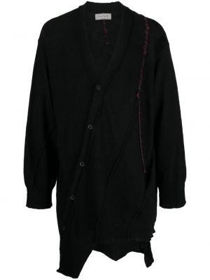 Cardigan de lână asimetric Yohji Yamamoto negru