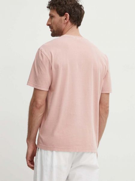 Однотонная хлопковая футболка Lacoste розовая