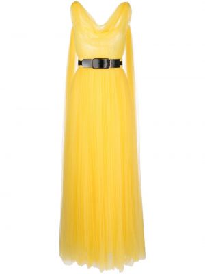 Drapované večerní šaty Leo Lin žluté