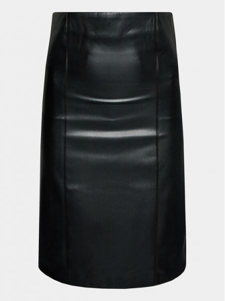 Dirbtinės odos iš natūralios odos suknele kokteiline slim fit Gina Tricot juoda