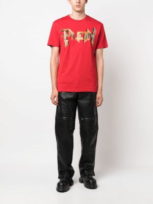 T-shirt en cristal Philipp Plein rouge