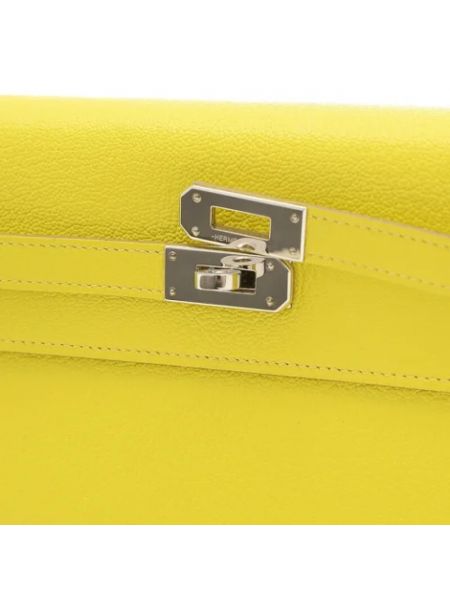 Cartera de cuero retro Hermès Vintage amarillo