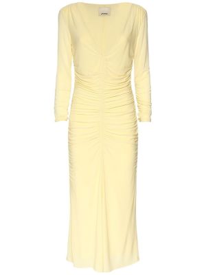Sukienka długa z wiskozy z długim rękawem Isabel Marant żółta