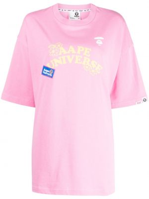 Bavlněné tričko s potiskem jersey Aape By *a Bathing Ape® růžové