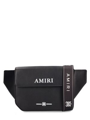 Kožená crossbody kabelka s výšivkou Amiri čierna