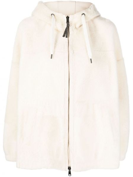 Oversized kapuutsiga jakk Brunello Cucinelli valge