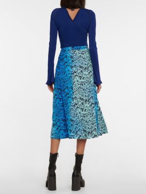Midi sukně s potiskem Stella Mccartney modré