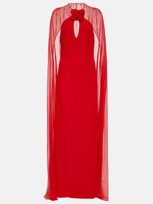 Robe longue en soie Valentino rouge