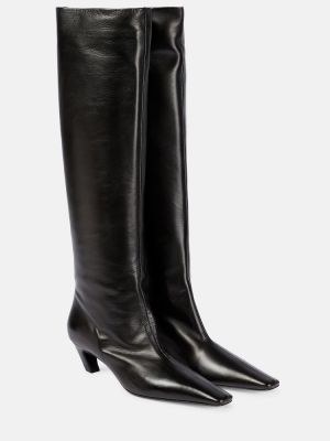 Botas altas de cuero Khaite negro