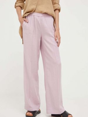 Pantaloni cu talie înaltă de in Sisley - violet