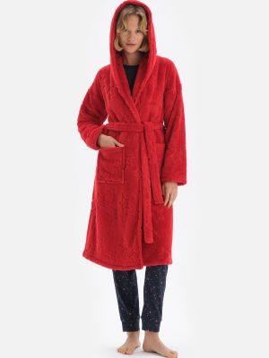 Fonott fleece ruha Dagi piros