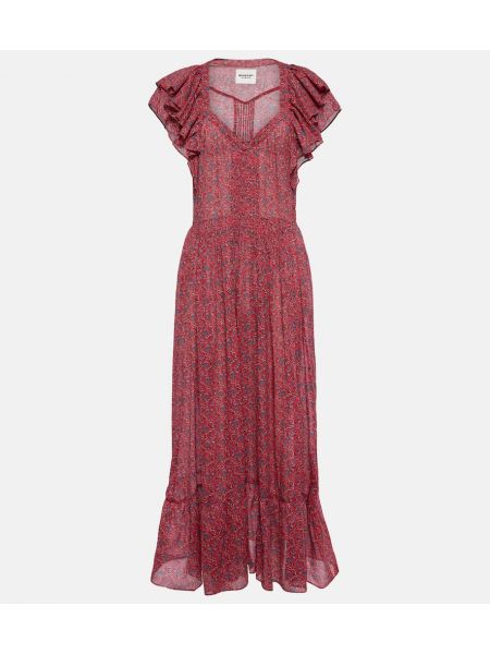 Βαμβακερή μίντι φόρεμα με σχέδιο Marant Etoile κόκκινο