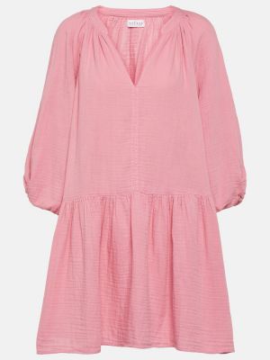 Bavlněné sametové šaty Velvet růžové