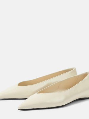 Aszimmetrikus bőr balerina cipők Toteme fehér