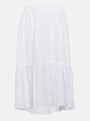 Хлопковая бархатная юбка миди Velvet белая